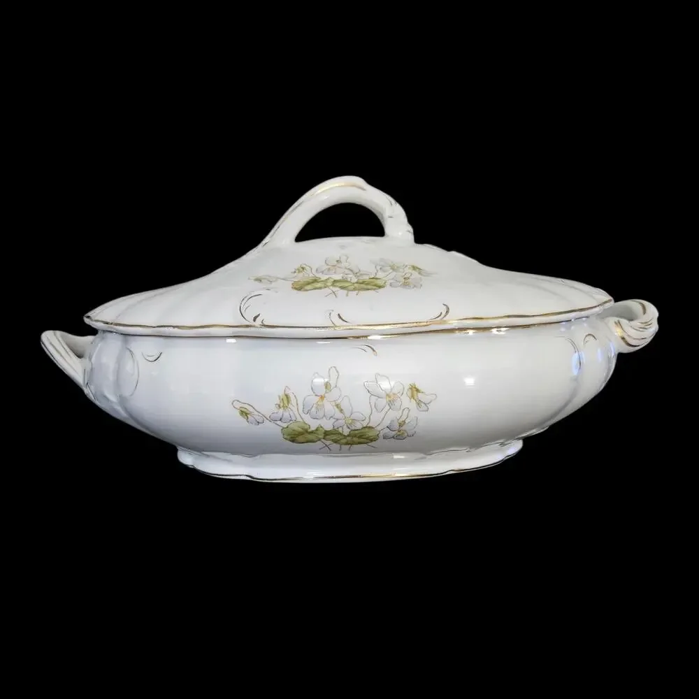 John Maddock & Sons Royal Vitreous England Antique Floral Covered Tureen